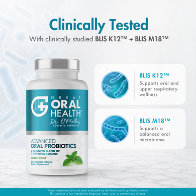 Dental Oral Probiotics with BLIS K12 & M18 – 7 Strains, 6 Billion CFU (Mint Flavor)