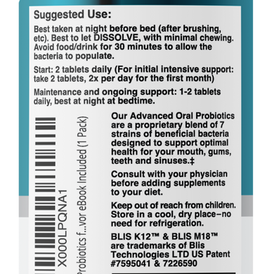 Dental Oral Probiotics with BLIS K12 & M18 – 7 Strains, 6 Billion CFU (Mint Flavor)