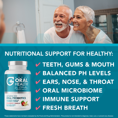 Dental Oral Probiotics with BLIS K12 & M18 – 7 Strains, 6 Billion CFU (Strawberry Vanilla Flavor)